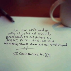 2 Cor 4-8,9 handwritten & coffee